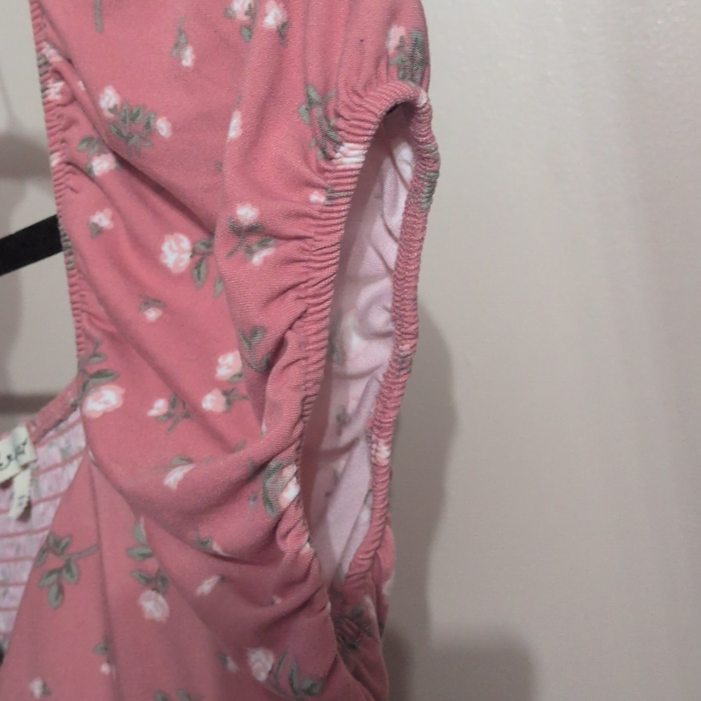EUC Pink Floral Tie-Front Dress, size L - Picture 5 of 6